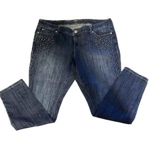 Torrid size 18 dark wash skinny jean with rhinestones
